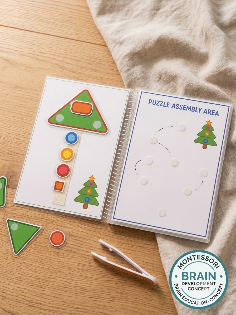 Babytat Montessori Pasting Puzzle Book | Interactive Velcro Puzzle Activity Book for Kids | Fine Motor Skills & Brain Development | Ages 2–5