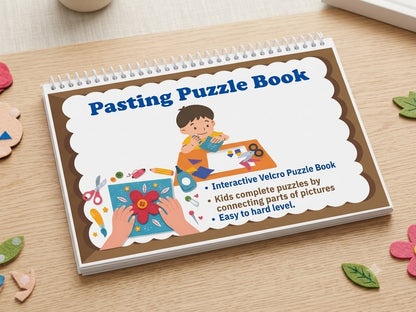 Babytat Montessori Pasting Puzzle Book | Interactive Velcro Puzzle Activity Book for Kids | Fine Motor Skills & Brain Development | Ages 2–5