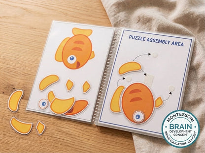 Babytat Montessori Pasting Puzzle Book | Interactive Velcro Puzzle Activity Book for Kids | Fine Motor Skills & Brain Development | Ages 2–5