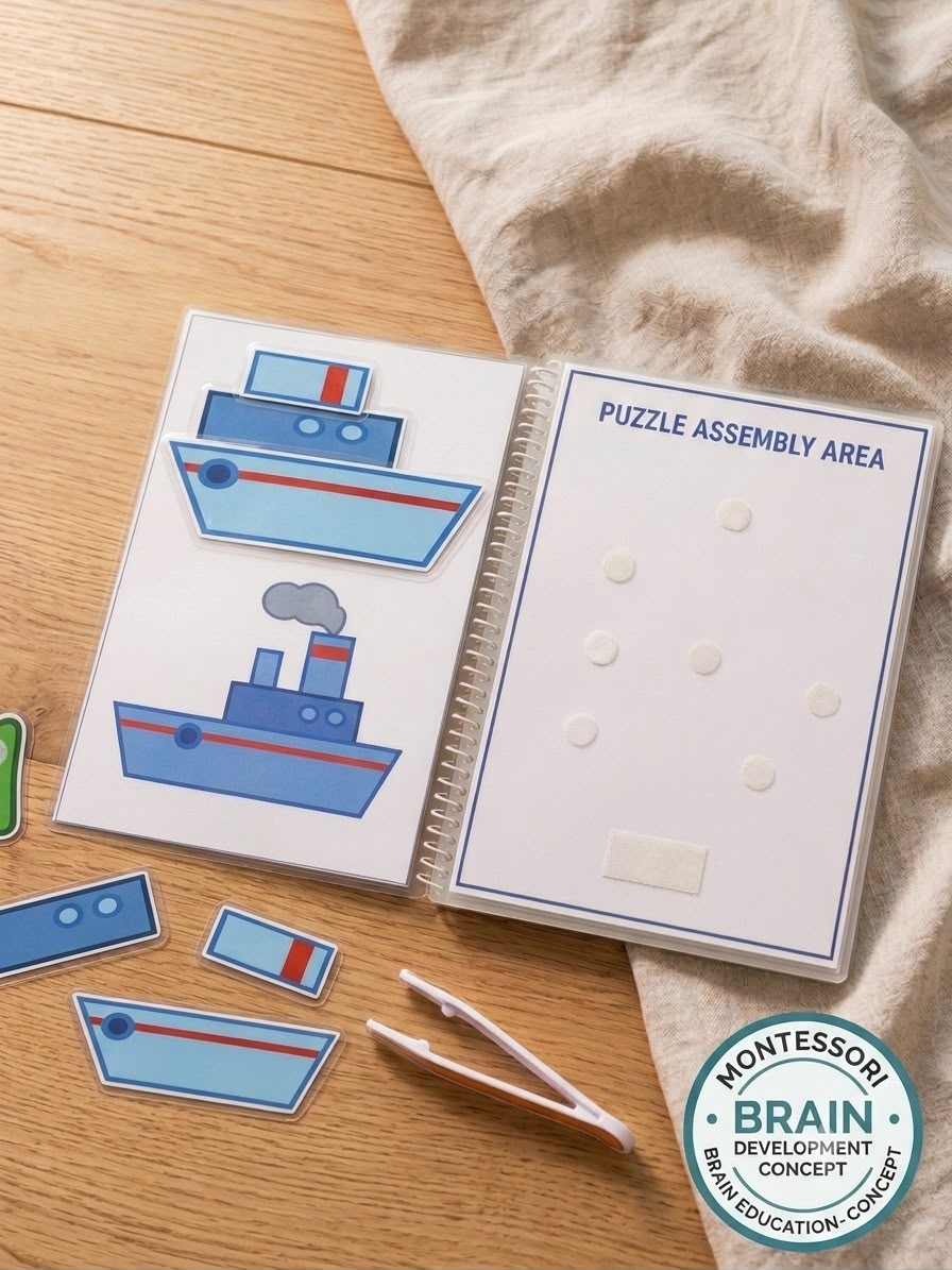 Babytat Montessori Pasting Puzzle Book | Interactive Velcro Puzzle Activity Book for Kids | Fine Motor Skills & Brain Development | Ages 2–5