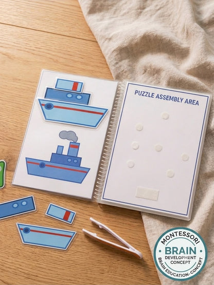 Babytat Montessori Pasting Puzzle Book | Interactive Velcro Puzzle Activity Book for Kids | Fine Motor Skills & Brain Development | Ages 2–5