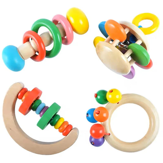 Wudly Wooden Baby Rattles (Pack of 4)