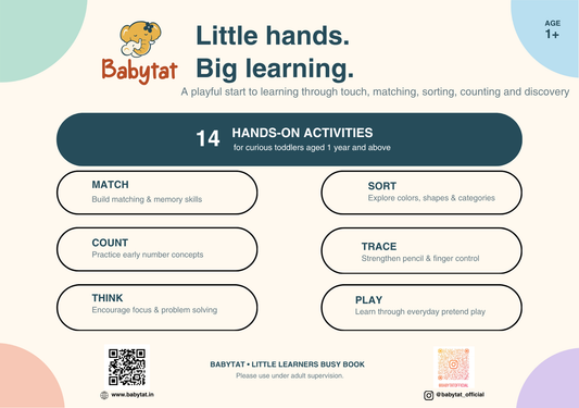 Babytat Busy Binder 14 hands-on activities including match, sort, count, trace, think and play